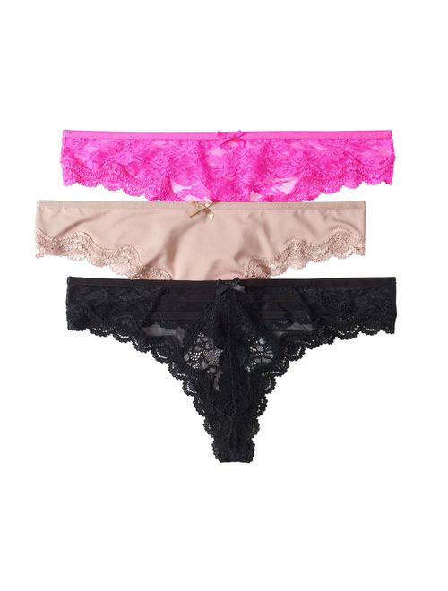 Smart & Sexy Women's Lace Thong Panties - 3 pack