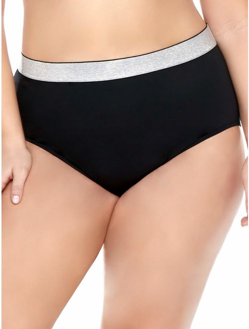 Time and Tru Women's Plus-Size Solid Black Swimsuit Bottom