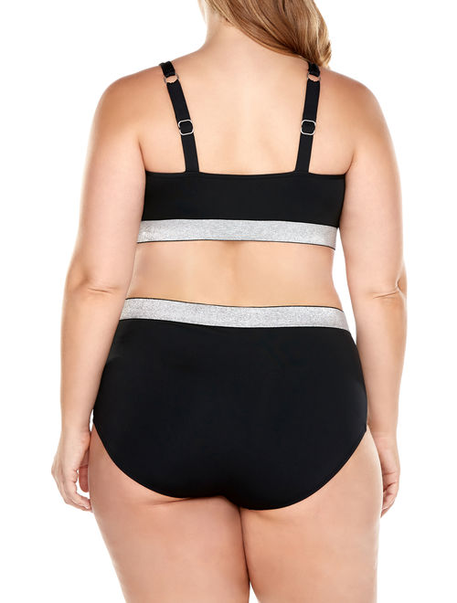 Time and Tru Women's Plus-Size Solid Black Swimsuit Bottom
