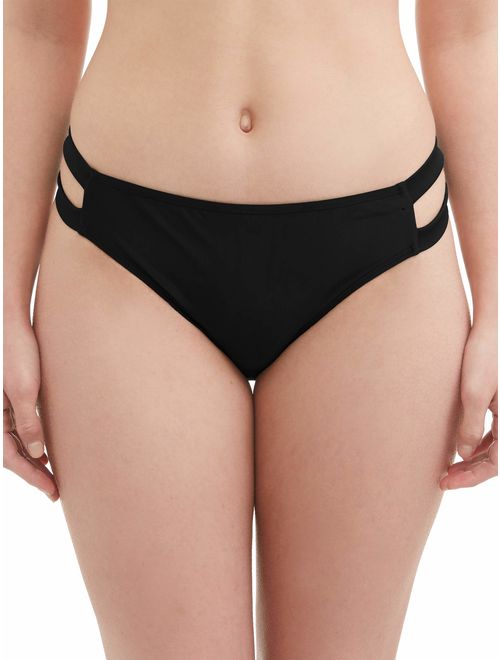 Time and Tru Women's Double Side Tab Solid Swimsuit Bottom