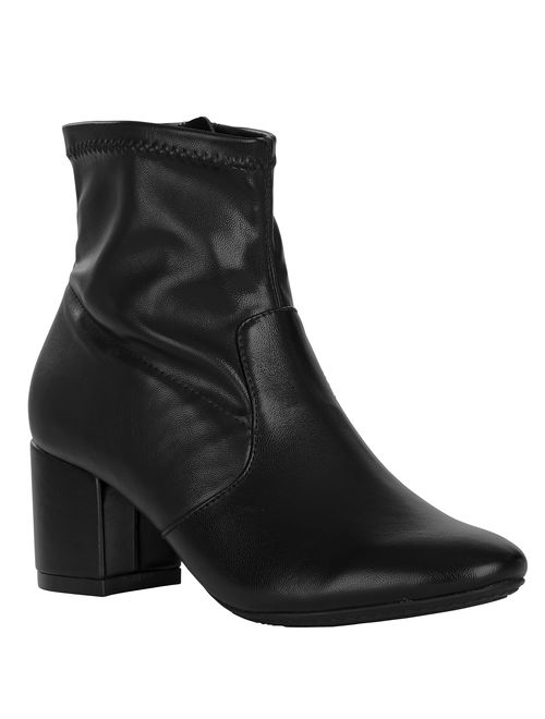 Time and Tru Black Synthetic Mid-Length High Heel Boots