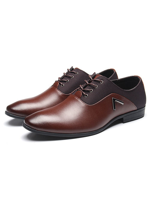 Fashion Men Business Dress Formal Leather Shoes Flat Oxfords Loafers Lace up Pointy Toe