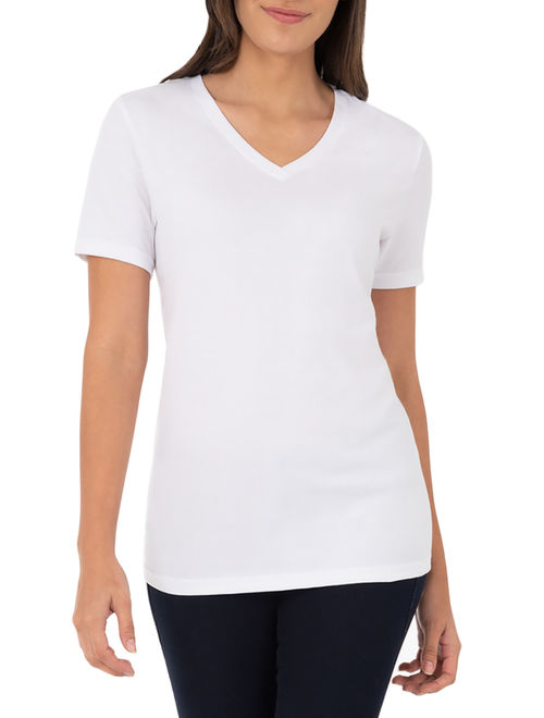 Time and Tru Women's Essential Short Sleeve V-Neck T-Shirt, 2 Pk Bundle
