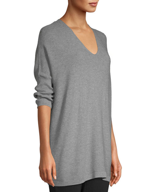 Time and Tru Women's V-Neck Dolman Pullover Sweater