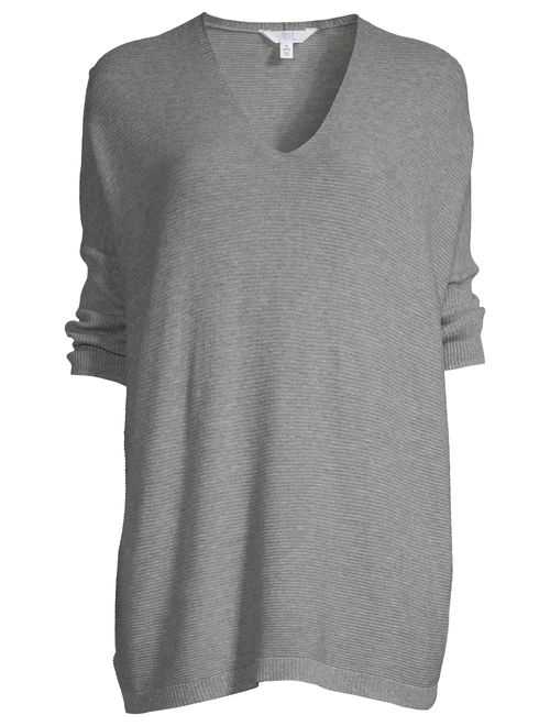 Time and Tru Women's V-Neck Dolman Pullover Sweater