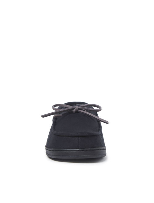 DF by Dearfoams Men's Microsuede or Felted Microwool Moccasin with Plaid Lining slippers