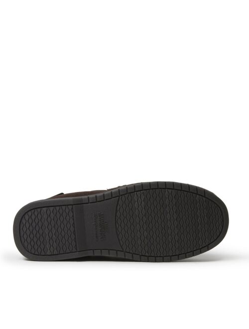Dearfoams Mens Moc w Whipstitch & Tie Slippers
