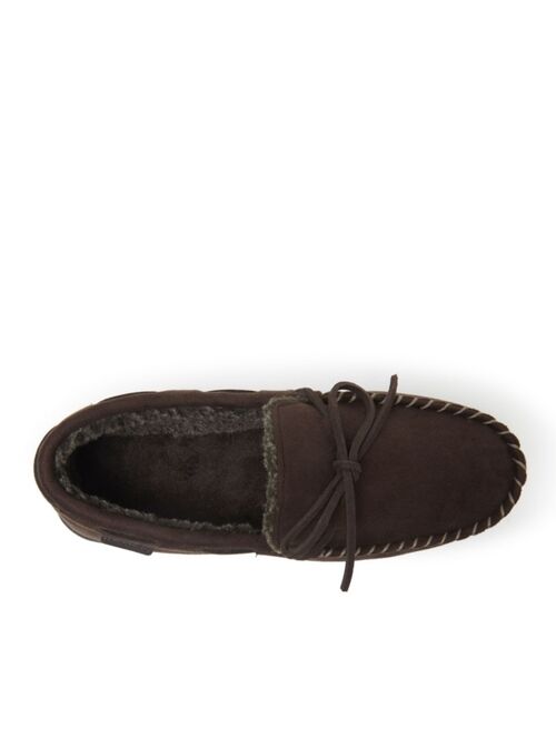Dearfoams Mens Moc w Whipstitch & Tie Slippers