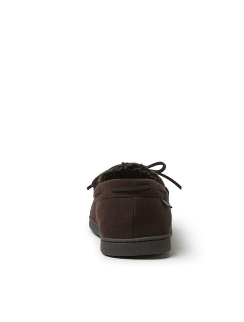 Dearfoams Mens Moc w Whipstitch & Tie Slippers