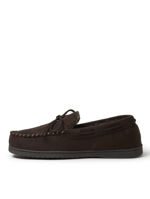 Dearfoams Mens Moc w Whipstitch & Tie Slippers