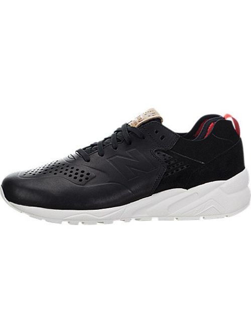 New Balance MRT580DK: 580 BLACK/White/Red Premium Comfort Casual Leather Sneaker