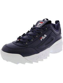 Men's Disruptor Ii Premium White / Navy Red Ankle-High Patent Leather Fashion Sneaker - 9M