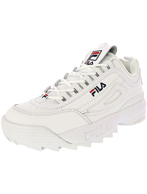 Fila Men's Disruptor Ii Premium White / Navy Red Ankle-High Patent Leather Fashion Sneaker - 9M