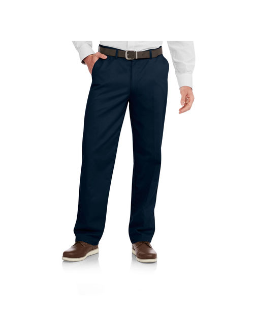 George Men's Wrinkle Resistant Flat Front 100% Cotton Twill Pant with Scotchgard