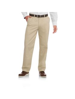 Big Men's Wrinkle Resistant Flat Front 100% Cotton Twill Pant with Scotchgard