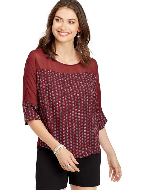 Maurices Chiffon Front Knit Back Tee
