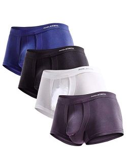 Men's Underwear Modal Boxer Briefs Lightweight Turnks Tagless Underpants with Separate Pouch