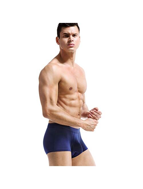 Ouruikia Men's Underwear Modal Boxer Briefs Lightweight Turnks Tagless Underpants with Separate Pouch