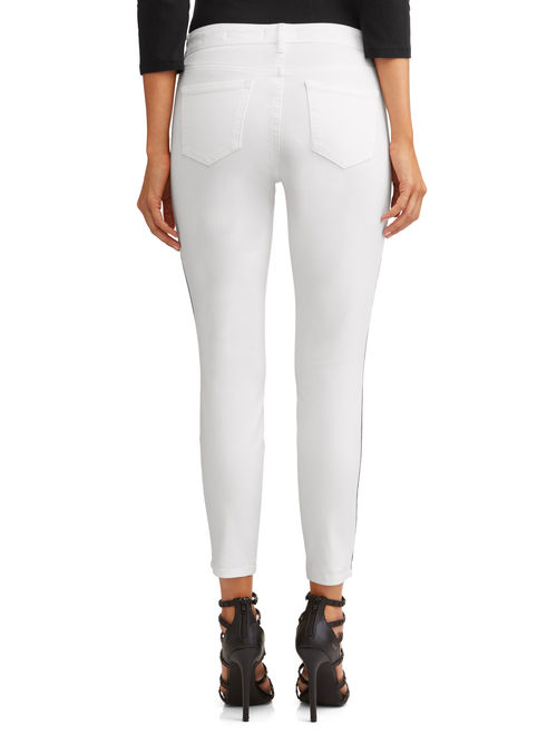 Sofia Jeans By Sofia Vergara Sofia Skinny Side Stripe Mid Rise Ankle Jean Women's (White)
