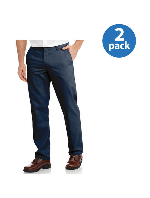 Genuine Dickies Mens Slim Fit Flat Front Flex Pant, 2 Pack