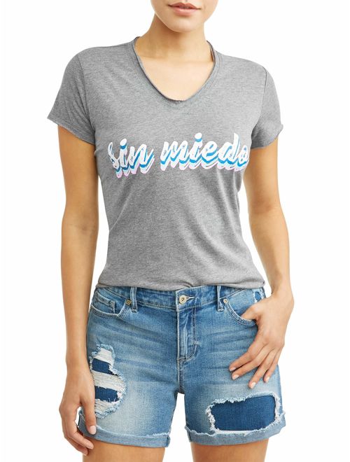 Sofia Jeans By Sofia Vergara Sin Miedo Short Sleeve V-Neck Graphic T-Shirt Women's