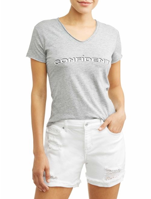 Sofia Jeans By Sofia Vergara Confident Short Sleeve V-Neck Graphic T-Shirt Women's