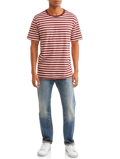 George Big Men's Striped Short Sleeve Crewneck T-Shirt