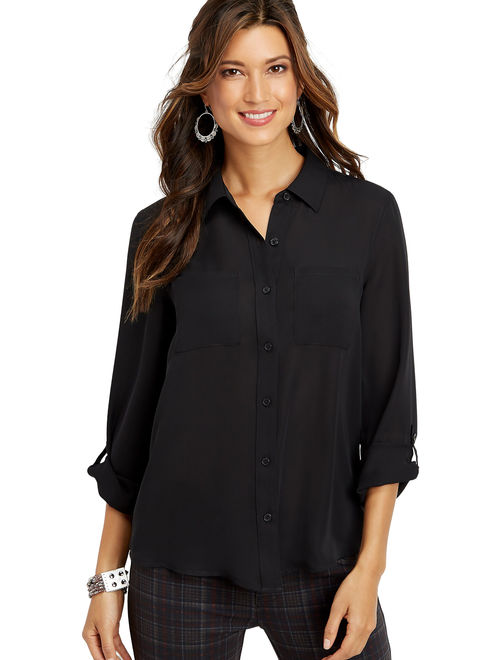 Maurices Black Button Down Blouse