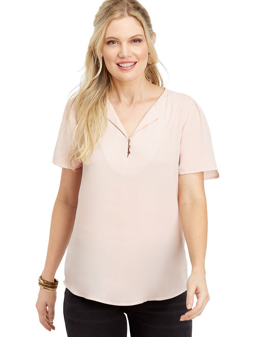Maurices Solid V-Neck Blouse