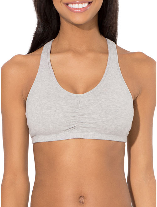 Fruit of the Loom Womens Shirred Front Tank Racerback Sports Bra, Style FT170, 3-Pack