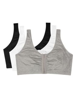 Womens Comfort Front Close Sports Bra, 3 Pack, Style 96014D