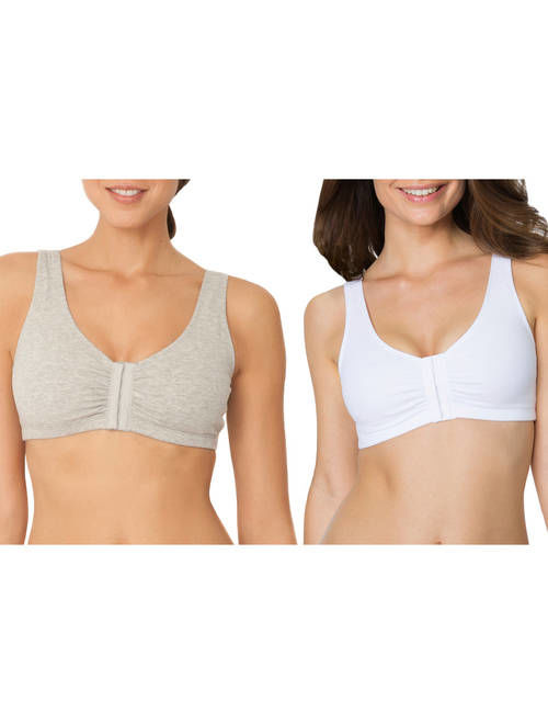 Fruit of the Loom Womens Comfort Front Close Sports Bra, 2 Pack, Style 96014PK