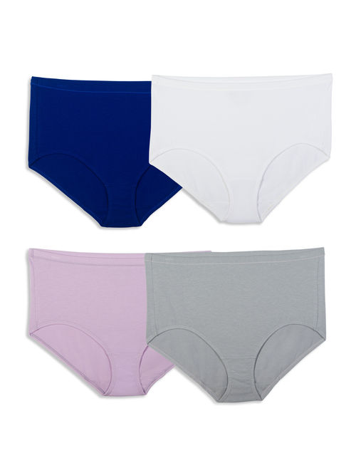 Fruit of the Loom Women's Breathable Cotton-Mesh Brief Panties - 4 pack
