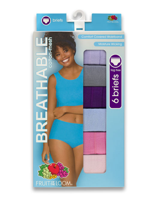 Fruit of the Loom Women's Breathable Cotton-Mesh Brief Underwear, 6 Pack
