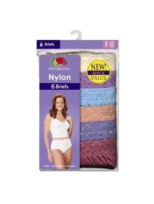 Fruit of the Loom Women's Assorted Nylon Brief, 6 Pack