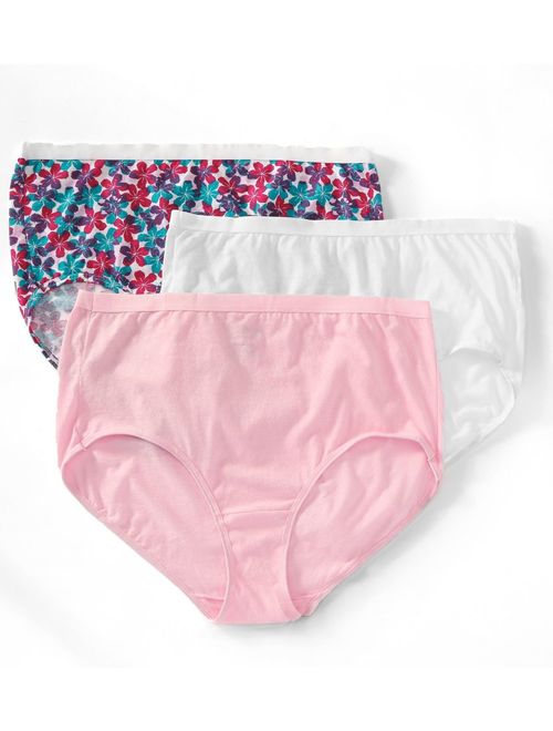 Women's Fruit Of The Loom 3DBRASP Fit for Me Plus Size Cotton Brief Panties - 3 Pack