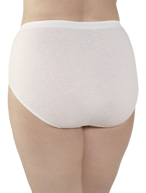 Fit for Me by Fruit of the Loom Women's Plus Cotton White Brief Panties - 5 Pack
