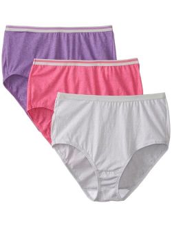 Women`s 3 Pack Heather Brief Panties, 7, Assorted Heathers