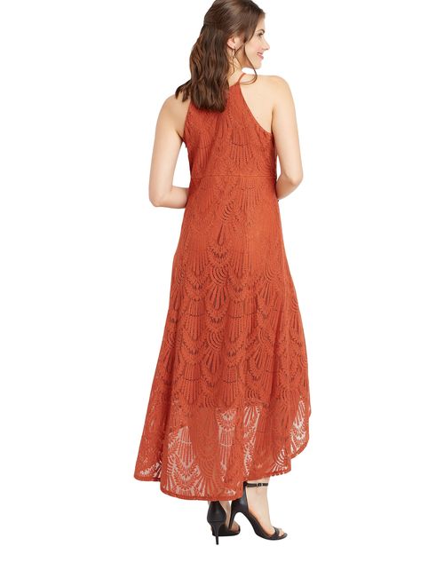 Maurices Halter Neck Lace Maxi Dress