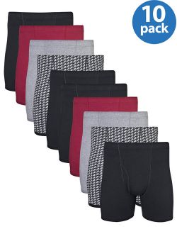 Men's Boxer Briefs With Covered Waistband, 10-Pack