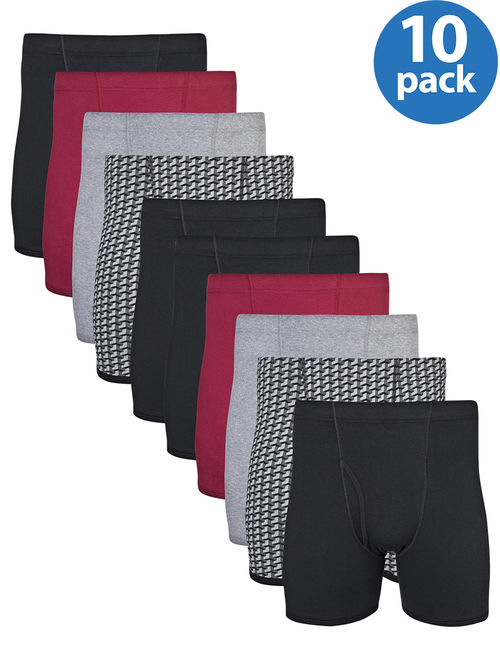 Gildan Men's Boxer Briefs With Covered Waistband, 10-Pack