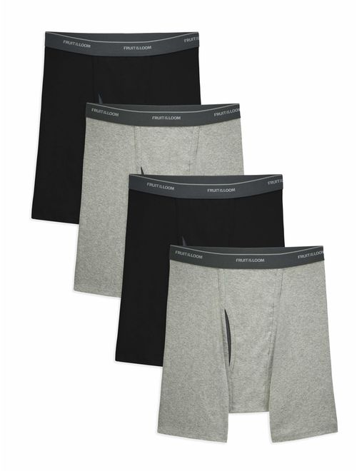 Fruit of the Loom Big Men's CoolZone Fly Dual Defense Black and Gray Boxer Briefs, Extended Sizes, 4 Pack