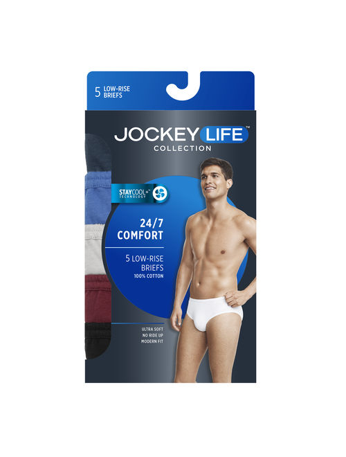 Life by Jockey Men's 24/7 Comfort Cotton Low-Rise Brief- 5 pack