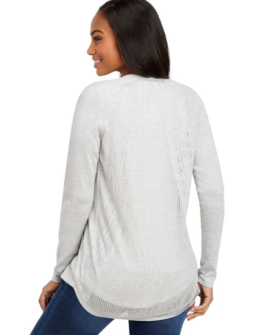Maurices Long Sleeve Pointelle Back Cardigan