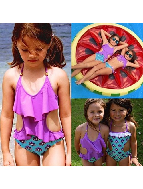 Toddler Baby Kids Floral Bikini Swimsuit Swimwear Tankini Bathing Suit One-piece