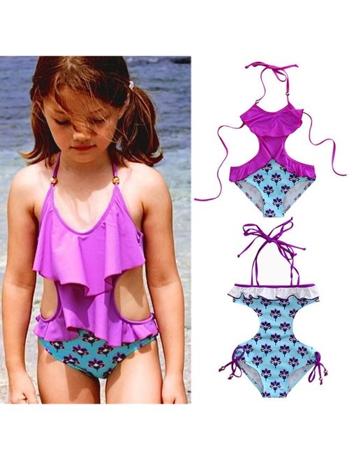 Toddler Baby Kids Floral Bikini Swimsuit Swimwear Tankini Bathing Suit One-piece