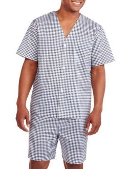 Men's Short Sleeve, Knee-Length Pant Print Pajama Set