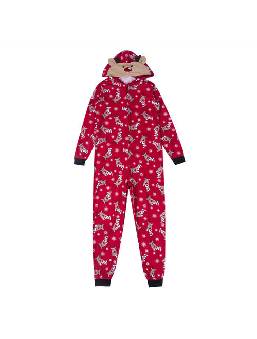 Family Matching Christmas Pajamas Set Mom Dad Kids Deer Sleepwear Nightwear Zip
