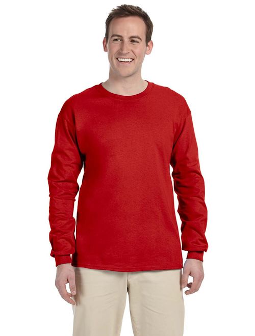 Branded Fruit of the Loom Adult 5 oz HD Cotton Long Sleeve T-Shirt - TRUE RED - 3XL (Instant Saving 5% & more)