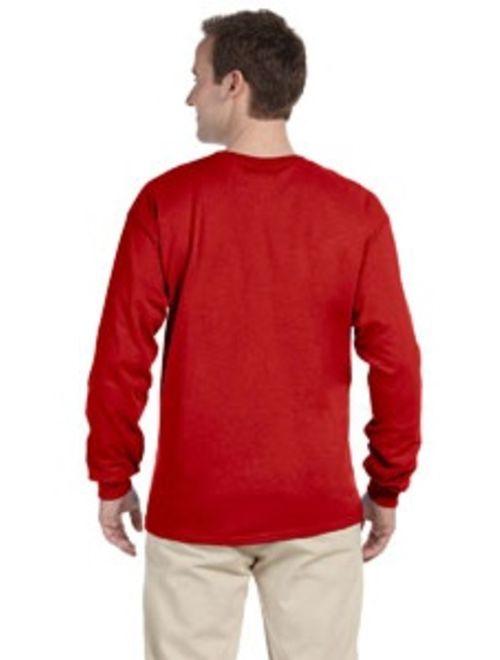 Branded Fruit of the Loom Adult 5 oz HD Cotton Long Sleeve T-Shirt - TRUE RED - 3XL (Instant Saving 5% & more)